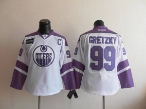 Jerseys Factory Cheap Oilers #99 Wayne Gretzky White/Purple Wome