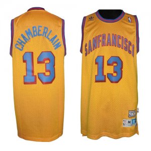 Jerseys Factory Cheap Warriors #13 Wilt Chamberlain Gold Throwba