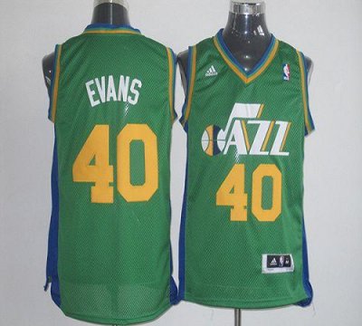 Jerseys Factory Cheap Jazz #40 Jeremy Evans Green Revolution 30