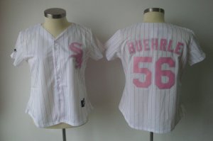 Jerseys Factory Cheap White Sox #56 Mark Buehrle White Pink Stri