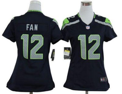 Jerseys Factory Cheap Nike Seahawks #12 Fan Steel Blue Women's E