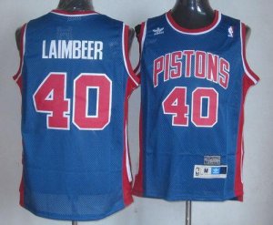 Jerseys Factory Cheap Pistons #40 Bill Laimbeer Blue Throwback S