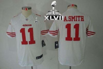 Jerseys Factory Cheap Nike 49ers #11 Alex Smith White Youth Supe