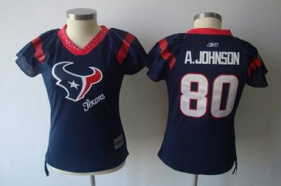 Jerseys Factory Cheap Texans #80 A.Johnson Blue 2011 Women's Fie