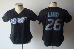Jerseys Factory Cheap Blue Jays #26 Adam Lind Black Women's Fash