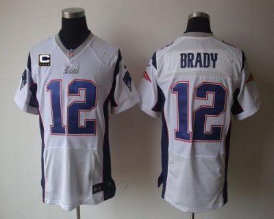 Jerseys Factory Cheap Nike Patriots #12 Tom Brady White With C P