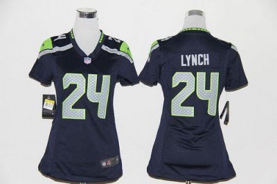 Jerseys Factory Cheap Nike Seahawks #24 Marshawn Lynch Steel Blu