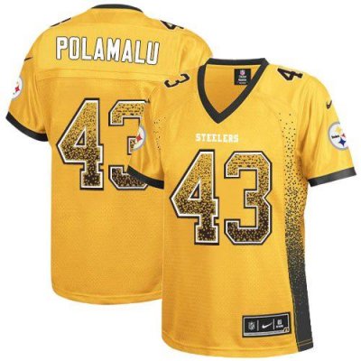 Jerseys Factory Cheap Nike Steelers #43 Troy Polamalu Gold Women