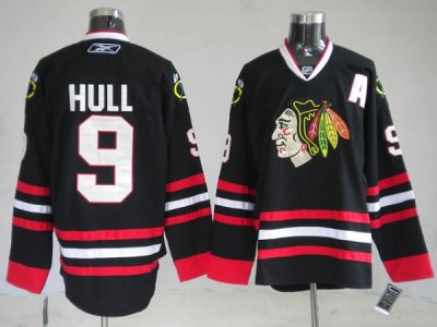Jerseys Factory Cheap Blackhawks #9 Bobby Hull Embroidered Black