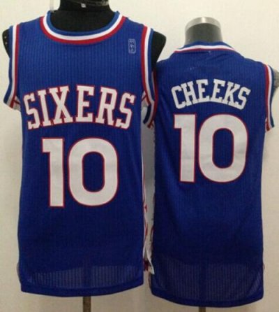 Jerseys Factory Cheap 76ers #10 Maurice Cheeks Blue Throwback St