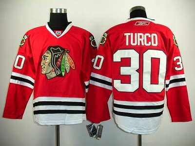 Jerseys Factory Cheap Blackhawks #30 Marty Turco Embroidered Red