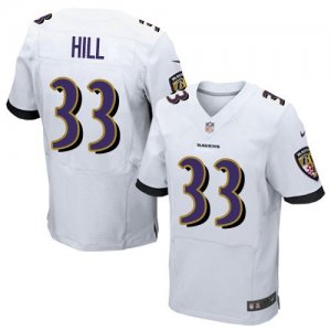 Jerseys Factory Cheap Nike Ravens #33 Will Hill White Men's Stit