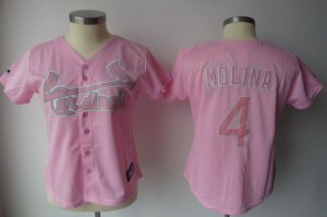 Jerseys Factory Cheap Cardinals #4 Yadier Molina Pink Women's Fa