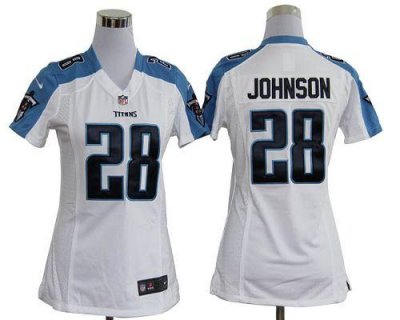 Jerseys Factory Cheap Nike Titans #28 Chris Johnson White Women'