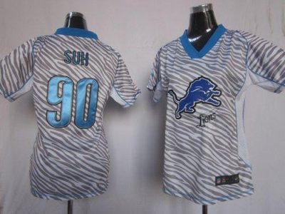 Jerseys Factory Cheap Nike Lions #90 Ndamukong Suh Zebra Women's