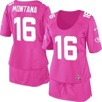 Jerseys Factory Cheap Nike 49ers #16 Joe Montana Pink Women's Br