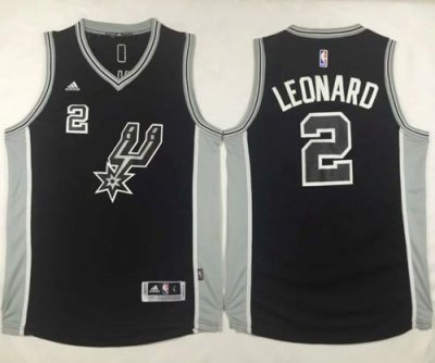 Jerseys Factory Cheap Spurs #2 Kawhi Leonard Black New Road Stit
