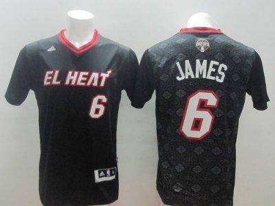 Jerseys Factory Cheap Heat #6 LeBron James Black New Latin Night