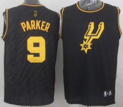 Jerseys Factory Cheap Spurs #9 Tony Parker Black Precious Metals