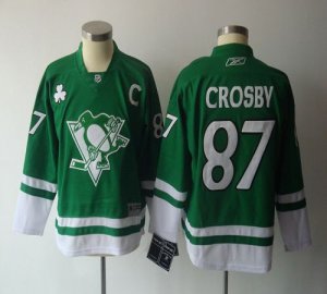 Jerseys Factory Cheap Penguins #87 Sidney Crosby Green St. Patty