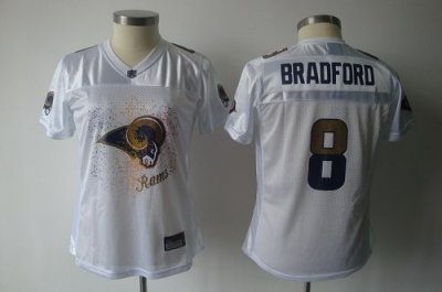 Jerseys Factory Cheap Rams #8 Sam Bradford White 2011 Women's Fe