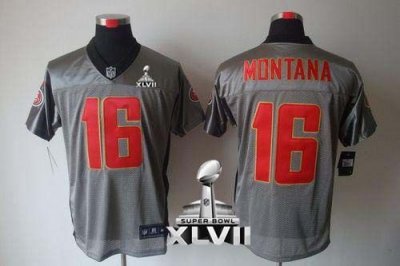 Jerseys Factory Cheap Nike 49ers #16 Joe Montana Grey Shadow Sup