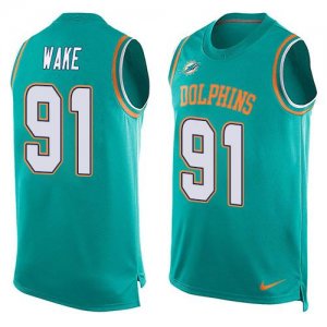 Jerseys Factory Cheap Nike Dolphins #91 Cameron Wake Aqua Green