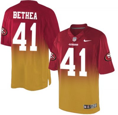 Jerseys Factory Cheap Nike 49ers #41 Antoine Bethea Red/Gold Men