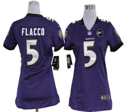 Jerseys Factory Cheap Nike Ravens #5 Joe Flacco Purple Team Colo