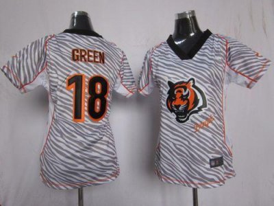 Jerseys Factory Cheap Nike Bengals #18 A.J. Green Zebra Women's