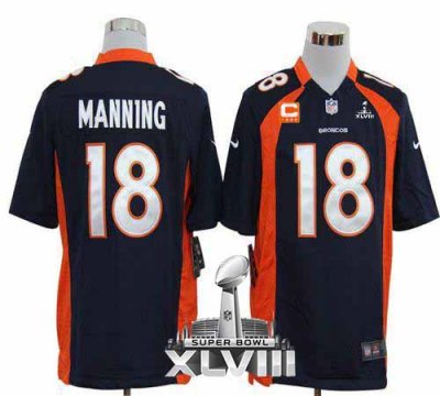 Jerseys Factory Cheap Nike Broncos #18 Peyton Manning Navy Blue