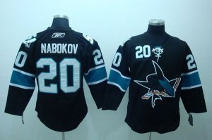 Jerseys Factory Cheap Sharks #20 Evgeni Nabokov Embroidered Blac