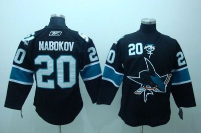 Jerseys Factory Cheap Sharks #20 Evgeni Nabokov Embroidered Blac