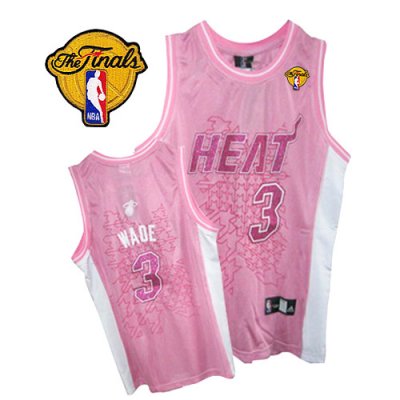 Jerseys Factory Cheap Heat #3 Dwyane Wade Finals Patch Pink Wome