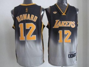 Jerseys Factory Cheap Lakers #12 Dwight Howard Black/Grey Fadeaw