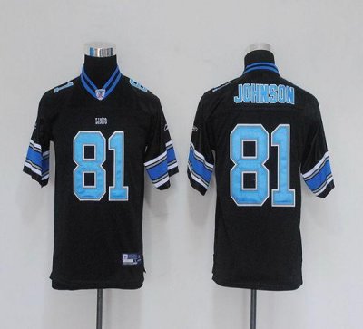 Jerseys Factory Cheap Lions #81 Calvin Johnson Black Embroidered