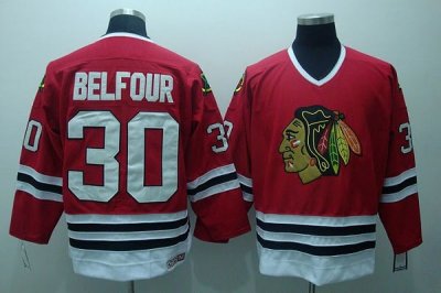 Jerseys Factory Cheap Blackhawks #30 ED Belfour Embroidered Red