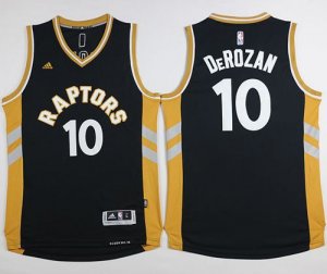 Jerseys Factory Cheap Raptors #10 DeMar DeRozan Black/Gold Stitc
