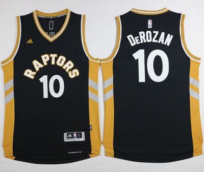 Jerseys Factory Cheap Raptors #10 DeMar DeRozan Black/Gold Stitc