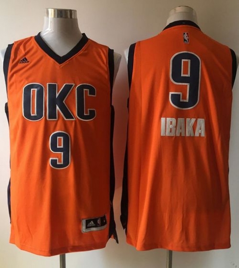 Jerseys Factory Cheap Thunder #9 Serge Ibaka Orange Alternate St - Click Image to Close