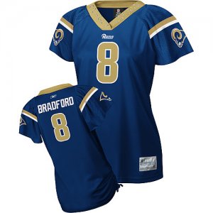 Jerseys Factory Cheap Rams #8 Sam Bradford Blue Women's Field Fl