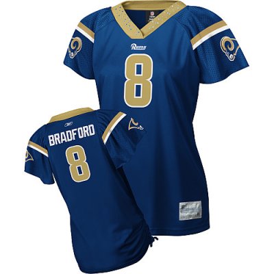 Jerseys Factory Cheap Rams #8 Sam Bradford Blue Women's Field Fl