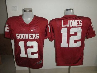 Jerseys Factory Cheap Sooners #12 Landy Jones Red Embroidered NC