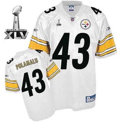 Jerseys Factory Cheap Steelers #43 Troy Polamalu White Super Bow