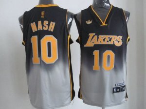 Jerseys Factory Cheap Lakers #10 Steve Nash Black/Grey Fadeaway