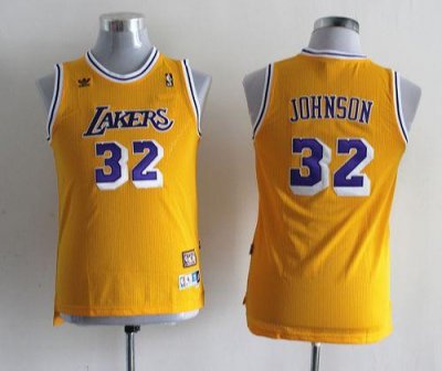Jerseys Factory Cheap Lakers #32 Magic Johnson Yellow Throwback