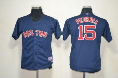 Jerseys Factory Cheap Red Sox #15 Dustin Pedroia Dark Blue Cool