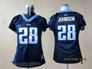 Jerseys Factory Cheap Titans #28 Chris Johnson Dark Blue Women's