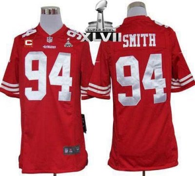 Jerseys Factory Cheap Nike 49ers #94 Justin Smith Red Team Color