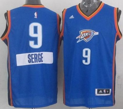Jerseys Factory Cheap Thunder #9 Serge Ibaka Blue 2014-15 Christ